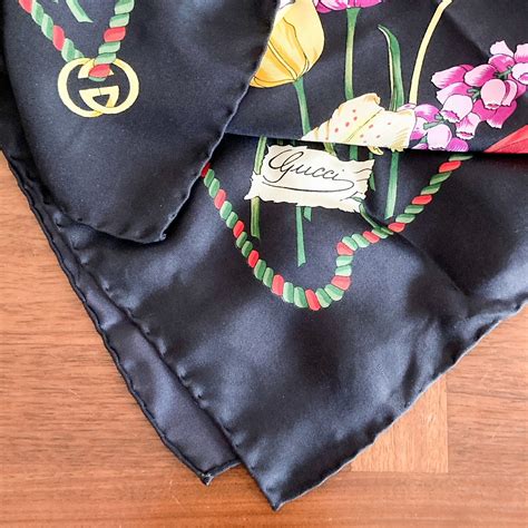 gucci scarf all black|authentic gucci silk scarf.